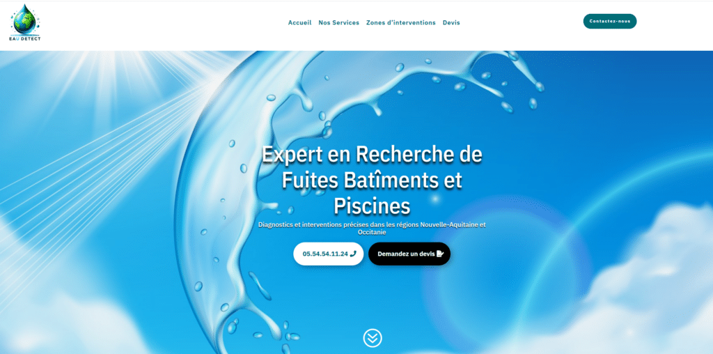 eaudetect.fr Présentation de l'entete du site eaudetect.fr